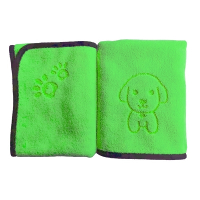Полотенце для собак и кошек впитывающее из микрофибры 70*140см Petty зеленое-1
